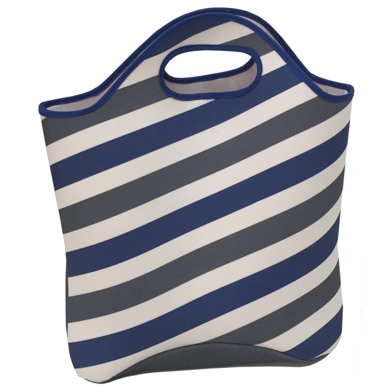 Lonchera con diagonales azules